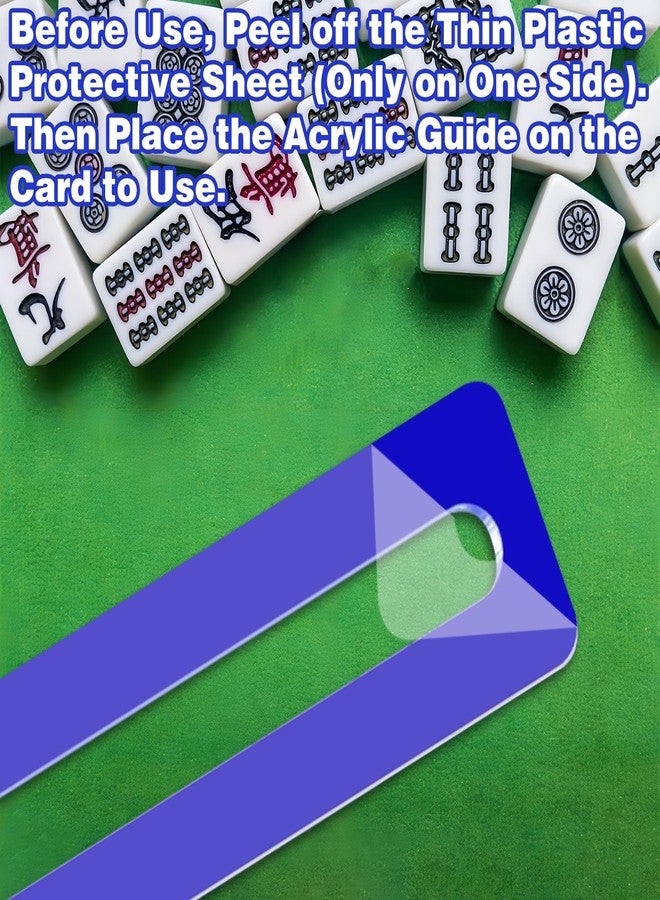 CYUXING 4Pcs Mahjong Line Finder Mahjong Card Line Guide Bright Acrylic Reader Ruler Marker Strips Tracker Accessories Gifts for American Beginner Players Blue - Image 5